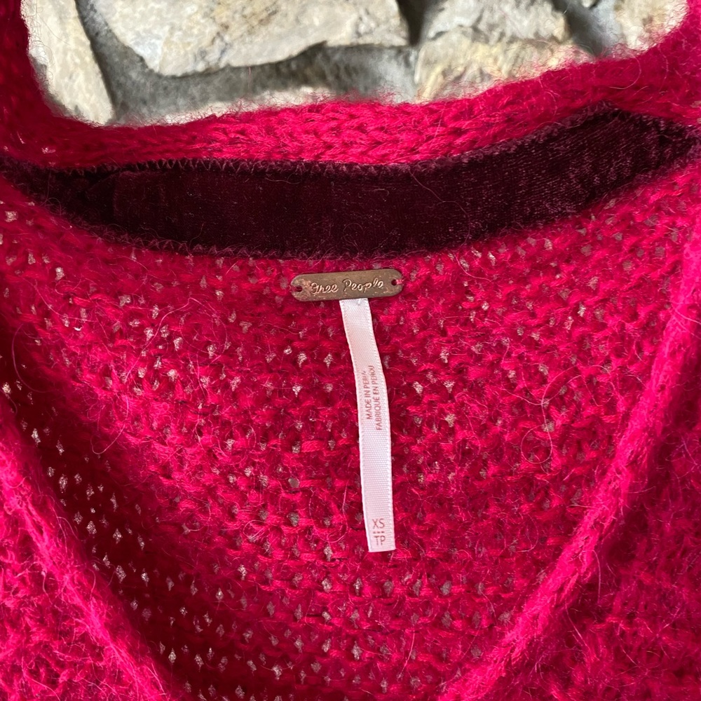 Free People Raspberry dropped shoulder sweater. - Picture 2 of 3